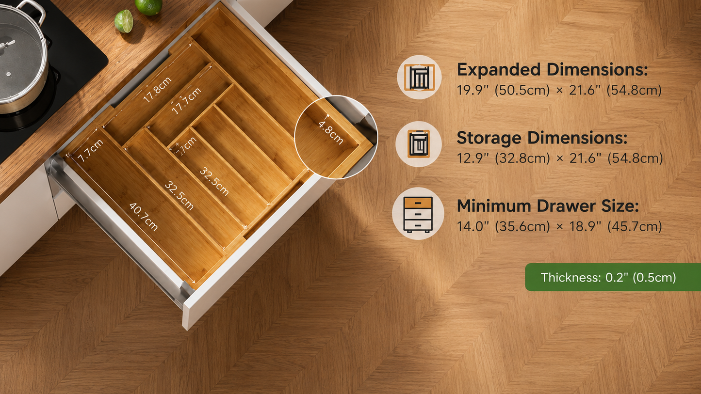 Expandable Bamboo Drawer Organizer