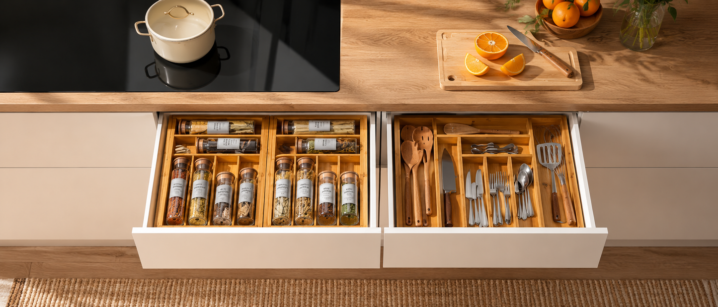 Expandable Bamboo Drawer Organizer